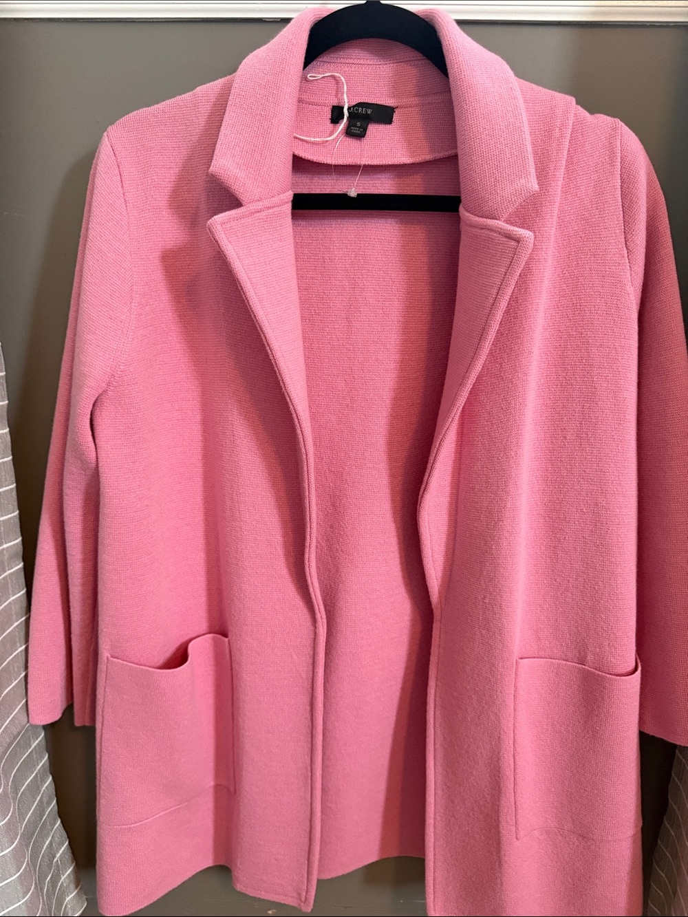 J. Crew Pink Open-Front Knit Blazer